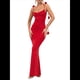 thumbnail image 3 of Vestidos Largos de Noche para Mujer con Escote Halter, Espalda Descubierta y Tirantes Finos, con Flores Estereoscópicas Rojo XS, 3 of 10