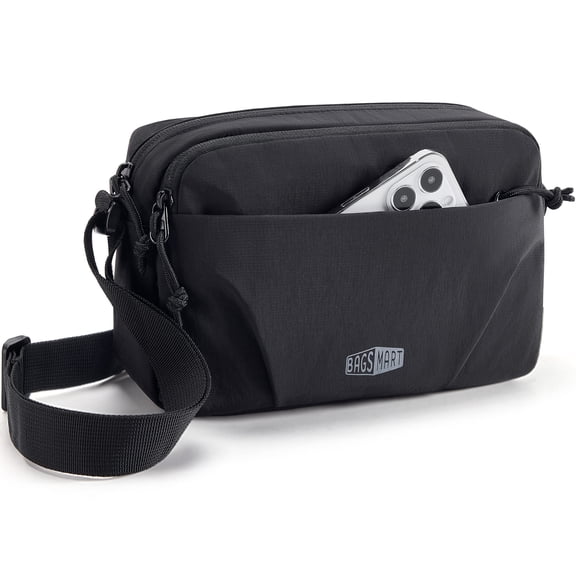 BAGSMART Crossbody Bag, Everyday Carry Shoulder Bag, Travel Handbag Purse with Adjustable Straps, Black