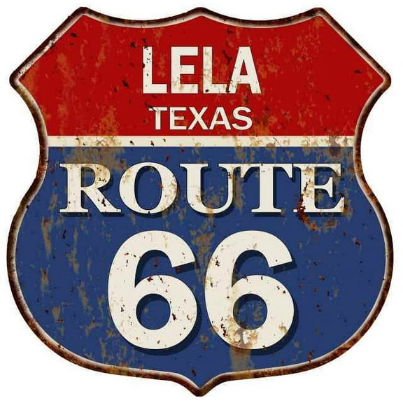 LELA, TEXAS Route 66 Shield Metal Sign Man Cave Garage 211110013223