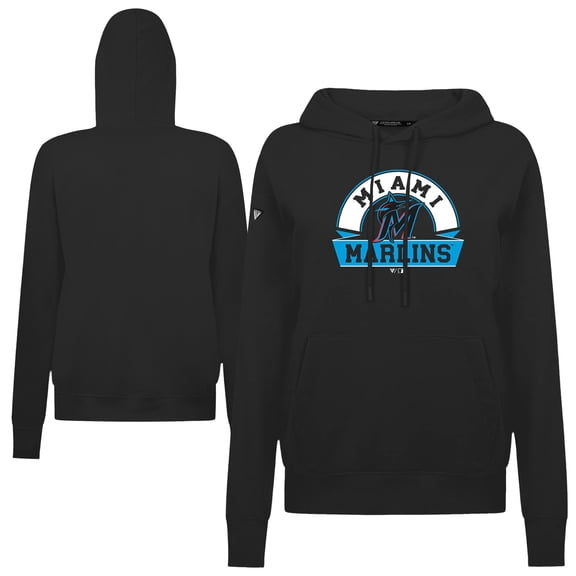 Women's Levelwear Black Miami Marlins Adorn Banner Arch Hoodie