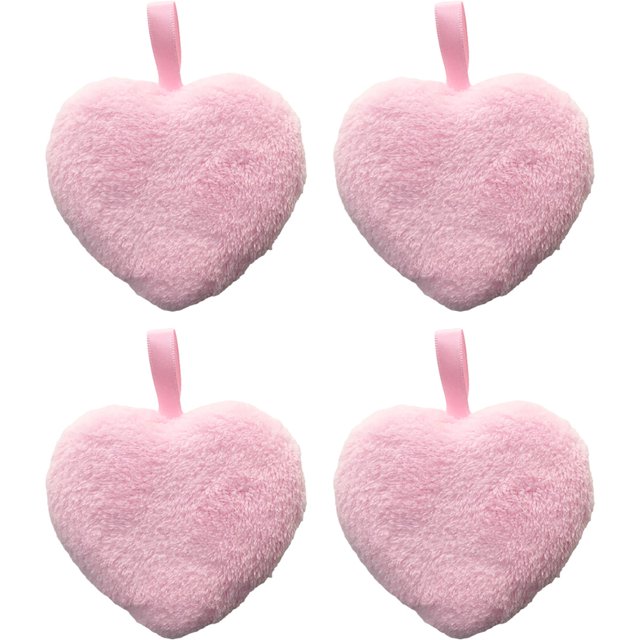 4 piezas de algodón de fibra con forma de corazón, suave y agradable para la piel, desmaquillante para lavado facial, desmaquillante, borla de algodón para polvos