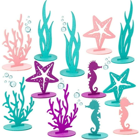 24 Pcs Under The Sea Party Decorations, Felt Table Centerpiece Supplies Ocean Themed Little Mermaid Birthday Under The Sea Party Favors Supplies For Baby Shower