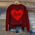 thumbnail image 4 of VBARHMQRT Chandails à Capuche pour Femmes Chandail Quotidien Maison Extérieur Entraînement Manches Longues Col Rond T-Shirt Haut Imprimé Chandail en Molleton Blouse de Rue Mode Urbaine, 4 of 7