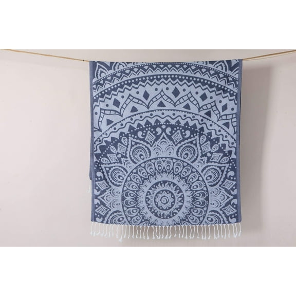 The Mandala | Beach Towel | Soft Gray | 0 Turkish Cotton | Super Soft & Quick Dry