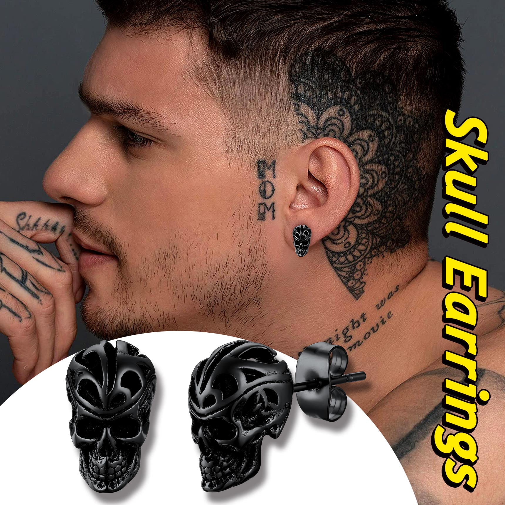 Plug Men Steel Black Boys Women for mm Earring Stainless 5-10 Earrings 6PCS Earrings  Earrings Black One Size - Walmart.com