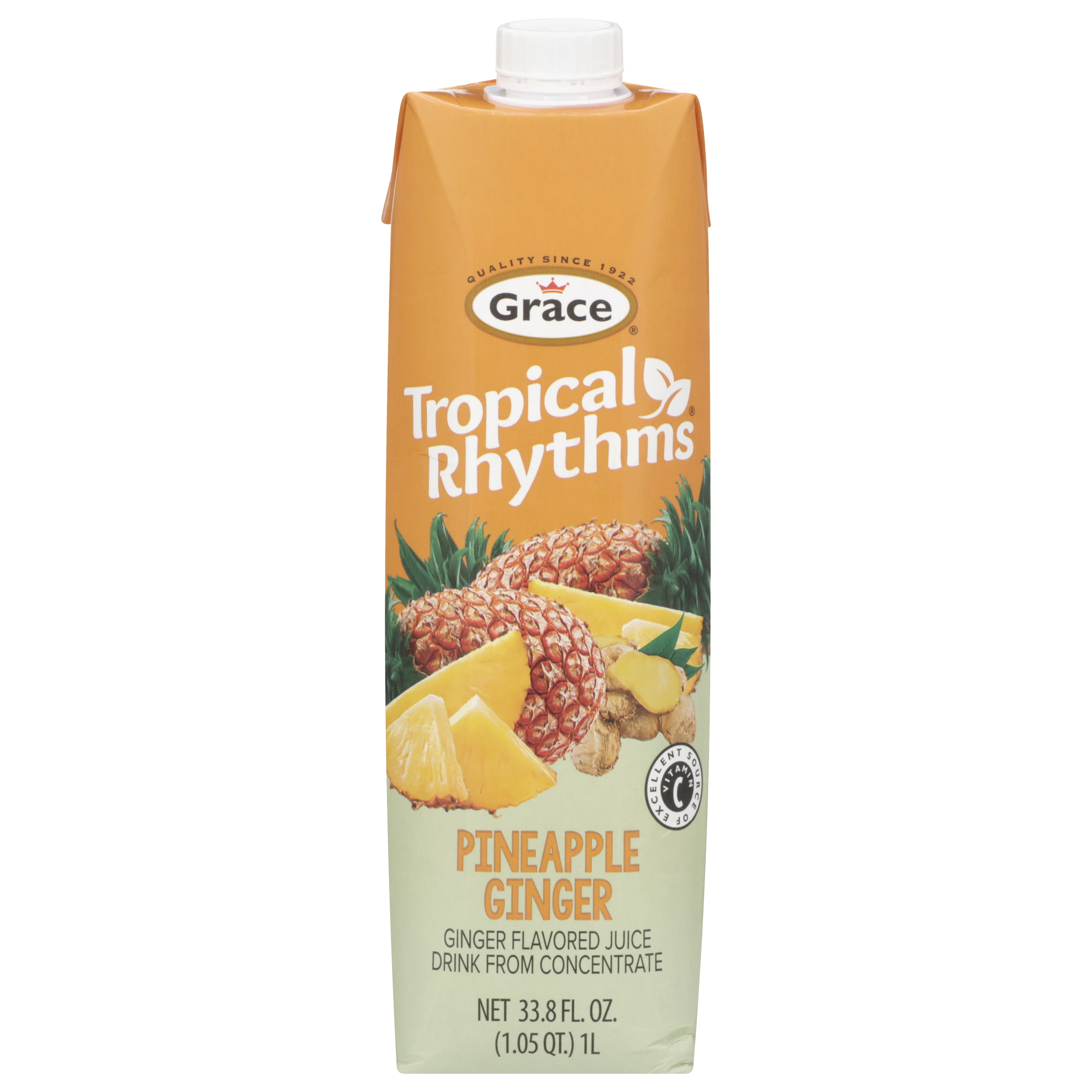 Grace Tropical Rhythms Pineapple Ginger Juice, 12 Pack 33 FL OZ Cartons