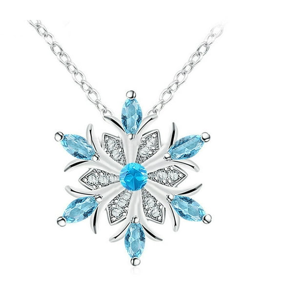 Necklaces for Womennecklaces & Pendants Necklaces Snowflake Necklace Gemstones Crystal Necklace Blue for Women Flower Necklaces Pendants (Blue )