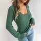 thumbnail image 5 of Camisas para mujer,Suéter de punto con cuello en V para mujer, jersey informal de manga larga, blusa de poliéster, corte holgado para uso diario, sopatenor, 5 of 9
