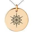 thumbnail image 1 of Gold Plated Stainless Steel Radiant Star Snowflake Engraved Small Medallion Circle Charm Pendant Necklace, 1 of 1