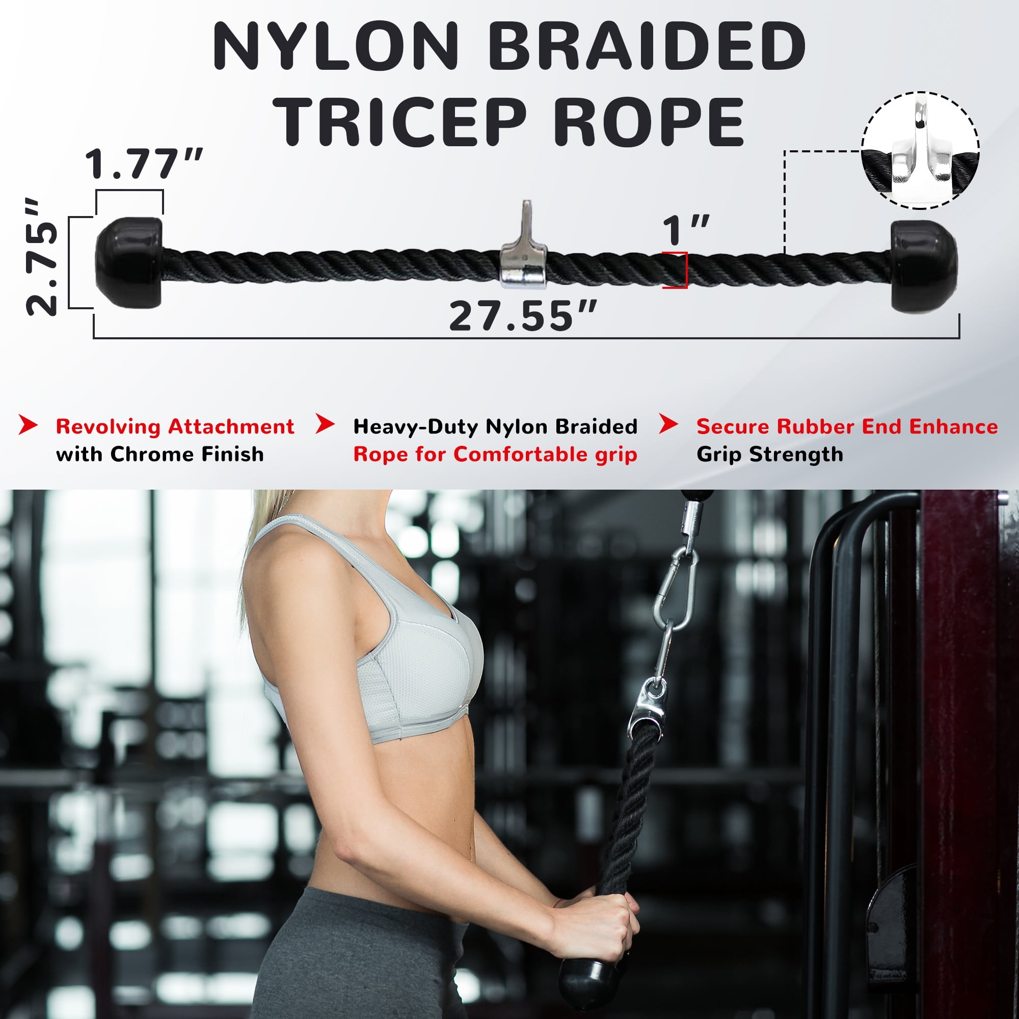 BalanceFrom Cable Handle Attachments for Pulley and Cable Systems, Functional Trainers, and Lat Pulldown Machines - Universal Fit