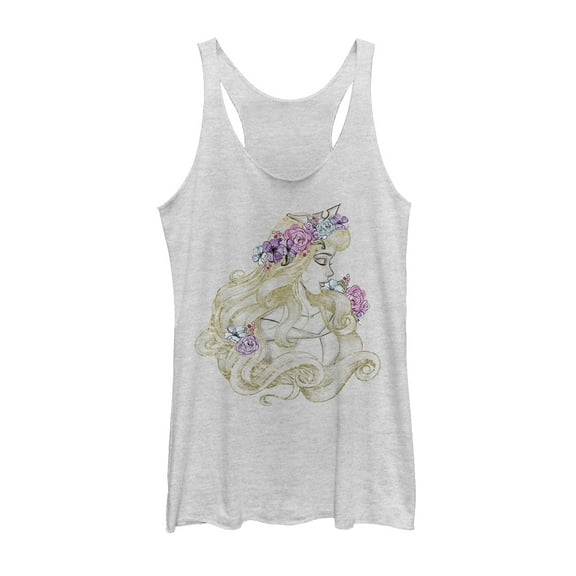 Women's Sleeping Beauty Aurora Profile Racerback Tank Top White Heather Small