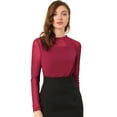 thumbnail image 1 of INSPIRE CHIC Haut à Manches Longues en Mousseline à Col Rond en Dentelle Florale pour Femme, 1 of 6