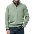 thumbnail image 2 of gbyLJF Long Sleeve Tops for Men Quarter Zip Stand Up Collar Pullover Sweatshirts Loose Fit Solid Color Casual Sweaters Shirts, 2 of 6