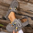 thumbnail image 5 of Ichuanyi Women's Flat Shoes Women Casual Flat Leather Retro Ethnic Style Slippers Low Top Round Toe Shoes, 5 of 8