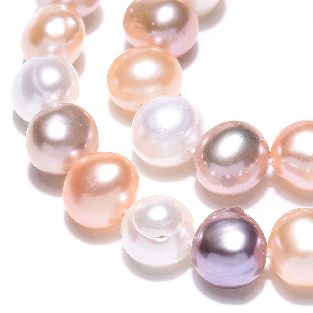 2 Strand Natural Cultured Freshwater Pearl Beads Strands Two Sides Polished Mixed Color 6~7x6.5~8x5.5~6.5mm Hole: 0.7mm about 53pcs/strand,
