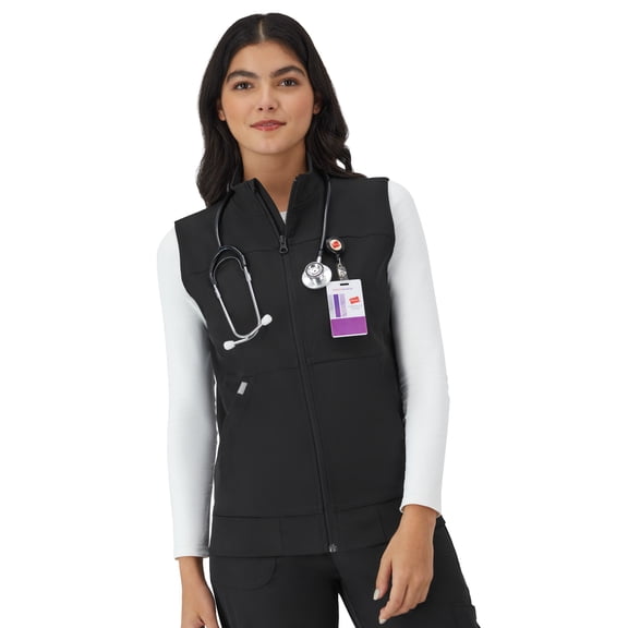 Hanes Womens Scrubs Zip-Front Scrub Vest, Pockets, Comfort Fit, Inner Pocket, Sizes XS-3XL