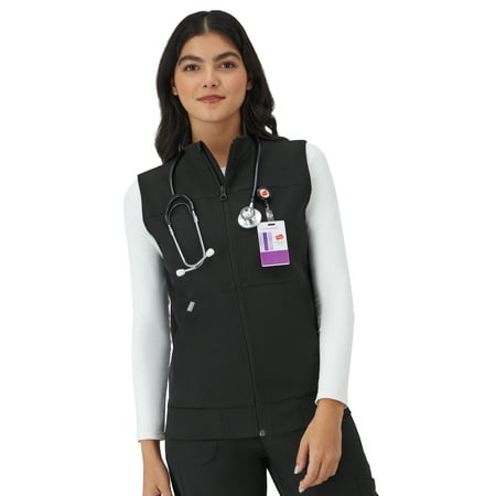 Hanes Womens Scrubs Zip-Front Scrub Vest, Pockets, Comfort Fit, Inner Pocket, Sizes XS-3XL