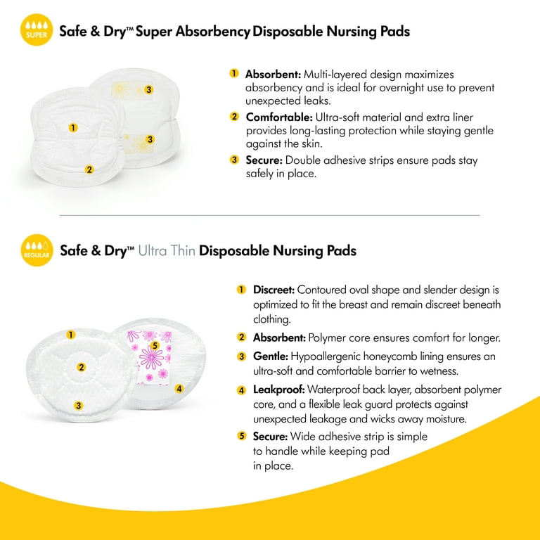 Medela Safe & Dry Ultra Thin Disposable Nursing Pads, 60ct 