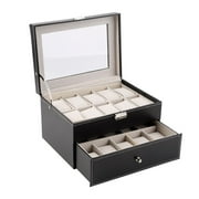 20 Grid Slot PU Leather Watch Box Display Case Organizer Jewelry Storage