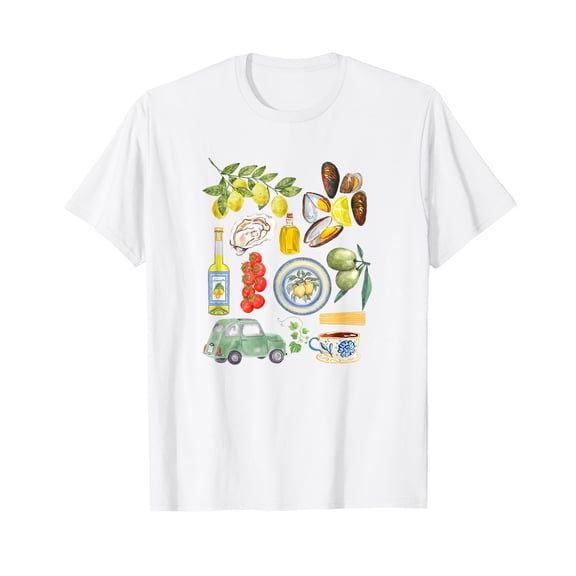 Italian Summer Scrapbook with Limoncello Seafood Coastal T-Shirt