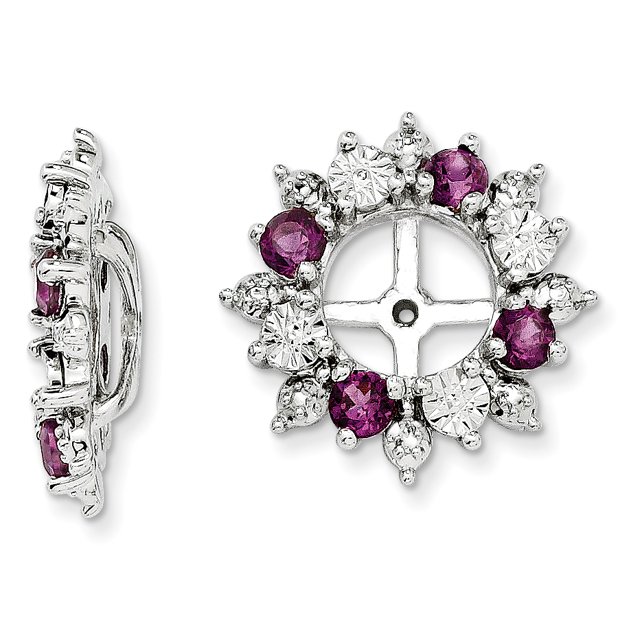 Boucles d'Oreilles en Argent Sterling Rhodium Rhodolite Grenat QJ120JUN