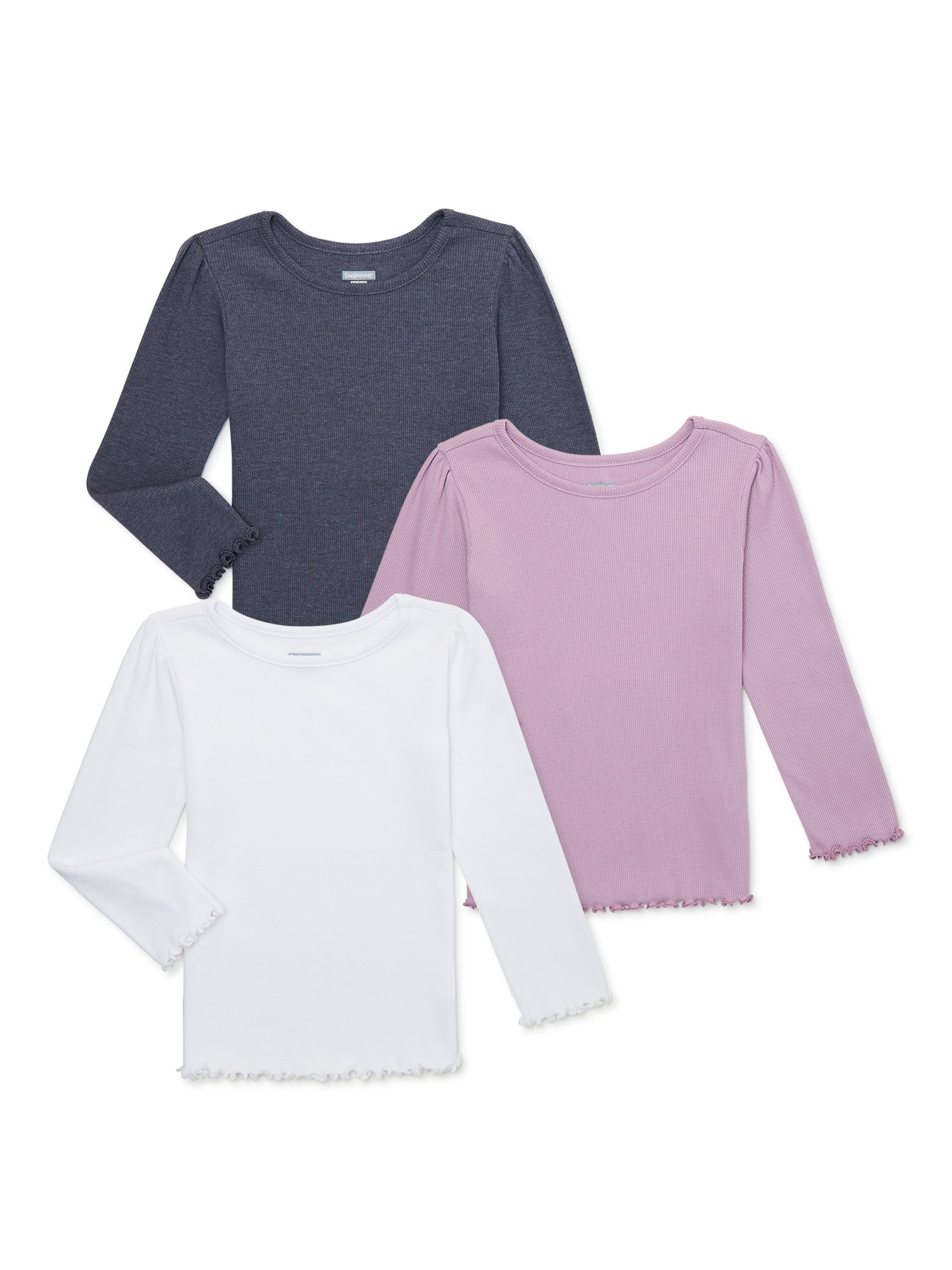 Garanimals Baby and Toddler Girls Ribbed Top with Long Sleeves, 3-Pack, Sizes 12M-5T - Walmart.com