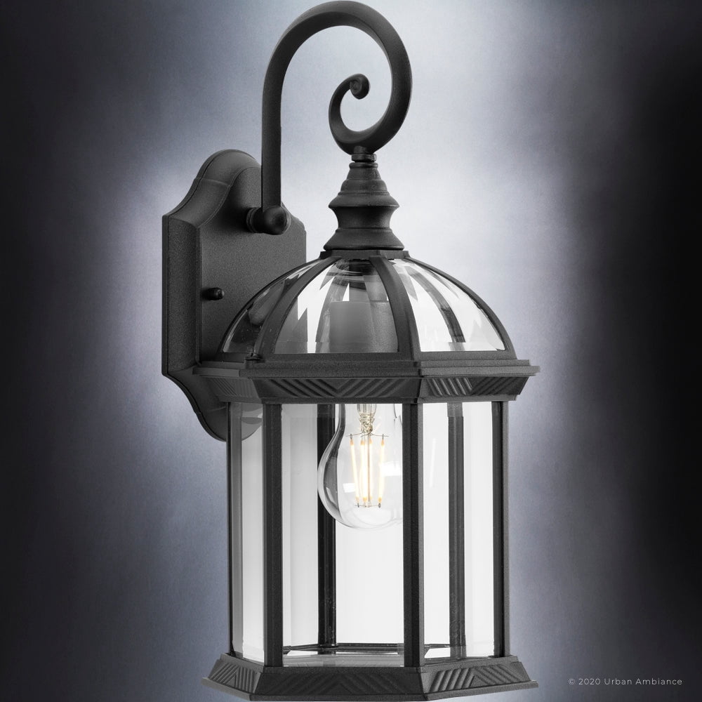 Luxury Transitional Wall Sconce, 15.5H x 8.125W, with Traditional Style, Midnight Black, UHP1376 by Urban Ambiance