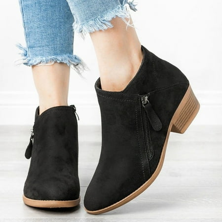 

MIARHB Vintage Boots Short Boots Lace Up Thick Middle Boots Women s Short Boots