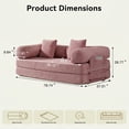 thumbnail image 3 of LazySunsets Sofa Bed Convertible Boneless Couch Corduroy Modular Couch Bed with Fixed-Shape Frame & Removable Armrests for Living Room, Bedroom Pink, 3 of 8