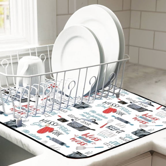 WASH 'N DRY Microfiber Countertop Dish Drying Mat, Machine Washable by Kay Dee