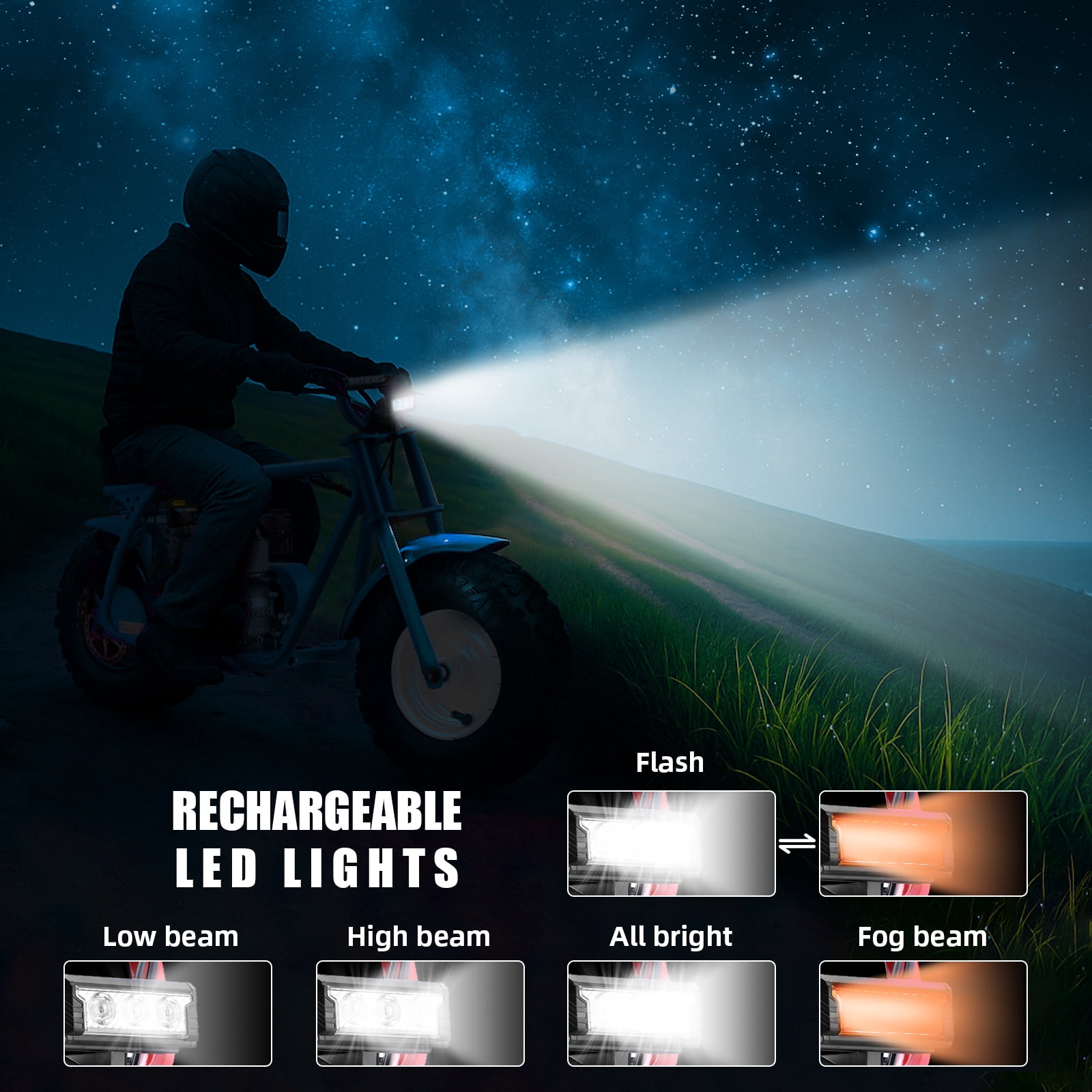 99cc Dirt Bike, Gas Powered, 4-Stroke with LED Headlight, 25MPH Minibike Trail Bike, Pull Start, Poucket Bike for Teenager and Adult, Summer Gift
