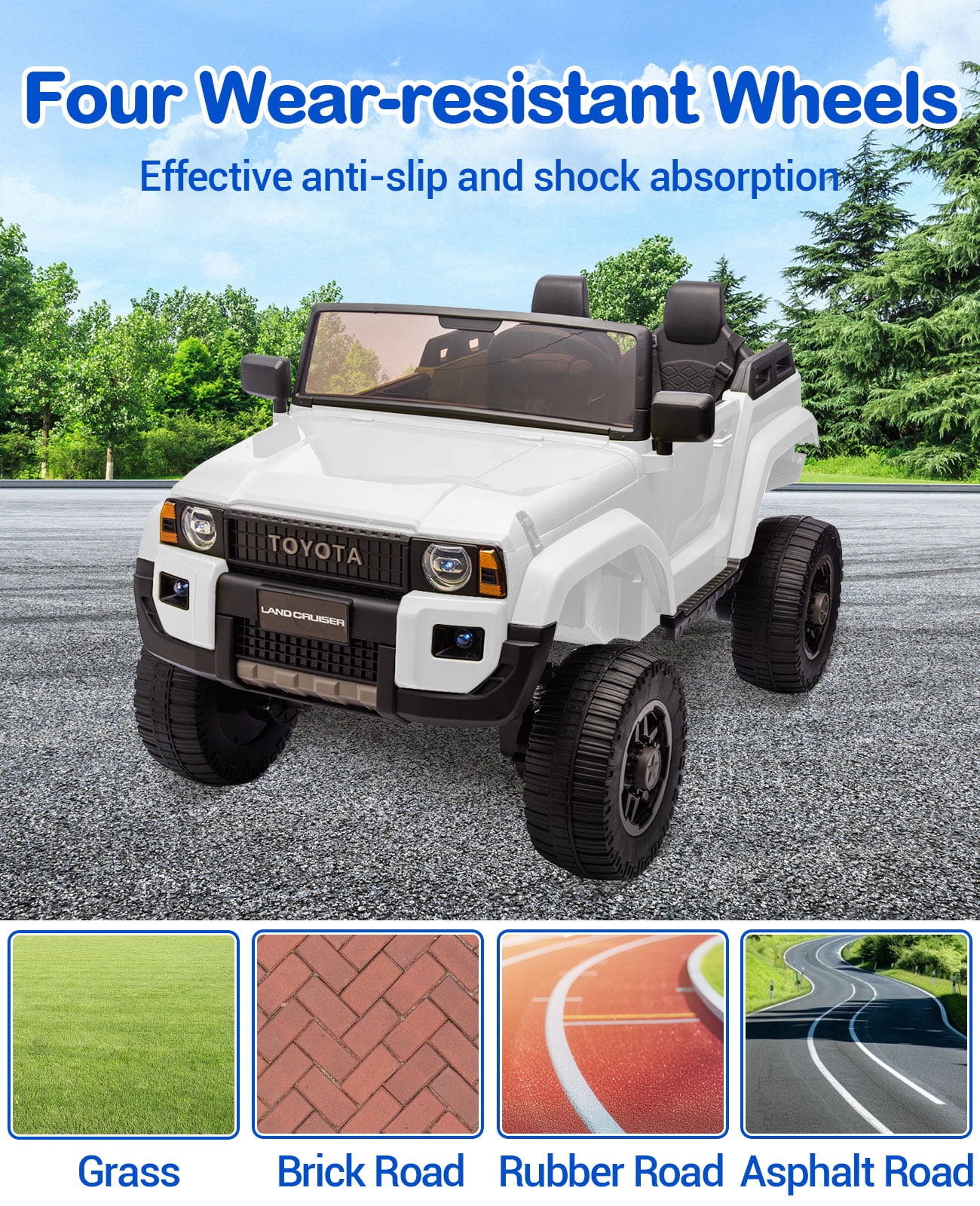 CazToi 24V 2-Seater 4WD/2WD Switchable Motors Licensed Toyota Ride On Car for Kids