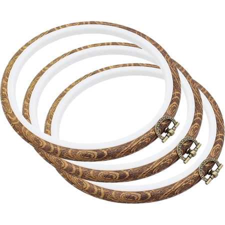 3 Pack 6.7 Inch Round Embroidery Hoops Cross Stitch Imitated Wood Display Frame Circle Embroidery Hoop Ring for Art Craft Sewing and Hanging