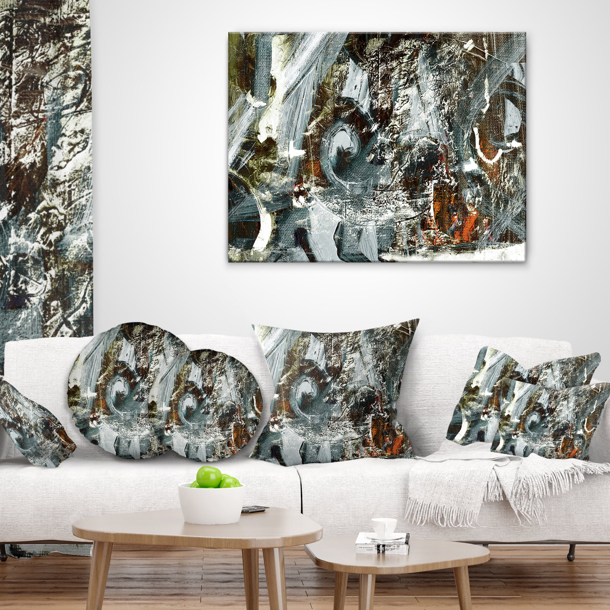Designart Contemporary Abstract Design - Abstract Throw Pillow - 16x16
