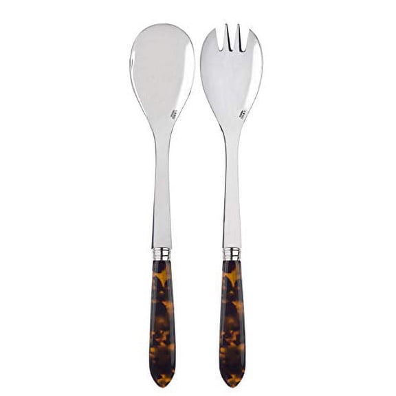 Sabre Paris, Tortoise, 2 Piece Salad Serving Set (Large Salad Fork   Serving Spoon) France