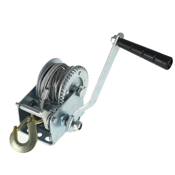 findmall 800lbs Hand Crank Winch with Hook Boat Trailer Winch with 8m 26ft Steel Cable Heavy Duty Hand Winch for Boat, Trailer, ATV or Deer Feeder