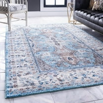 Unique Loom Tradition Collection Area Rug - Elizabeth (4' 1" x 6' 1" Rectangle Light Blue/Black)