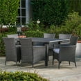 thumbnail image 4 of Noble House Malta 7 Piece Wicker Patio Dining Set in Gray, 4 of 10