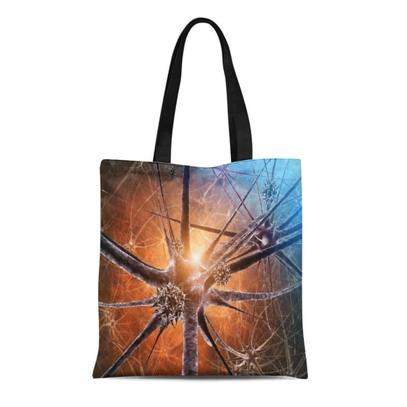 JSDART Canvas Tote Bag Brain Viral Encephalitis 3D Immune Neuron Anatomy Meningitis Microscopic Reusable Shoulder Grocery Shopping Bags Handbag