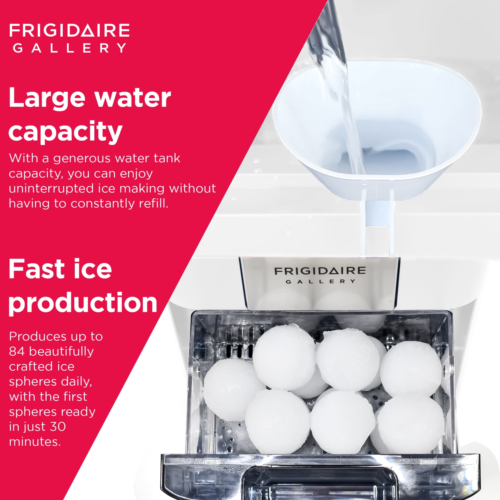 Frigidaire Gallery 82 Sphere Capacity Ice Maker, White