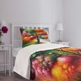 thumbnail image 3 of Ambesonne Colorful Quilted Bedspread Set 2 Pcs, Dreamy Winter Meadow Tree, Twin Size, Burnt Orange Fern Green, 3 of 4