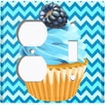 thumbnail image 4 of Metal Light Switch Plate Cover Baby Blue Blackberry Cupcake Chevron Wallpaper CAK033, 4 of 13