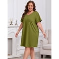 thumbnail image 4 of FEREMO Plus Size Nightgowns for Women 100% Cotton V-Neck Sleepwear Knee-Length Sleep Dress (1X-5X), 4 of 9