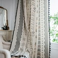 thumbnail image 3 of Bedroom Window Curtain,Semi-shading Curtain with Tassels,Cotton Linen Curtain,Rod Pocket Design Curtain,Classic Printed Curtains,Kitchen Livingroom Curtain, 3 of 6