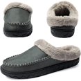 thumbnail image 2 of WOTTE Men's Slippers Fleece Fuzzy Lined Memory Foam Moccasin House Shoes for Indoor Outdoor, Grey Size 6-7, 2 of 7