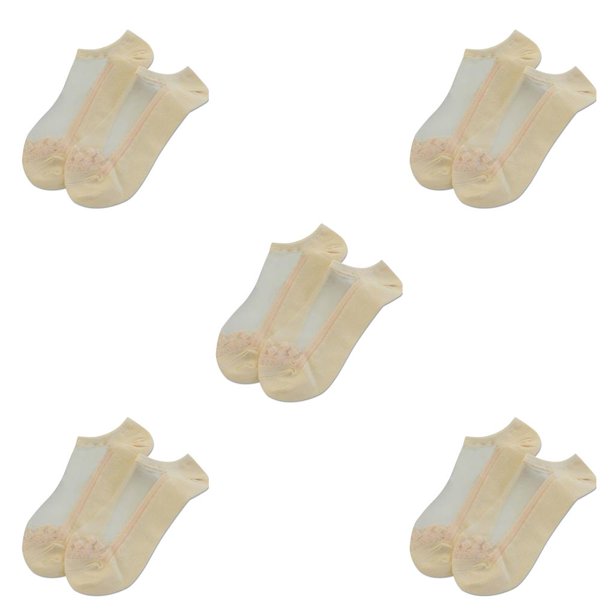 Qarigey Calcetines cortos para mujer, calcetín de seda de cristal de encaje, calcetines invisibles transparentes ultrafinos, calcetines de corte bajo Type7 NO7 Qarigey CBP004647