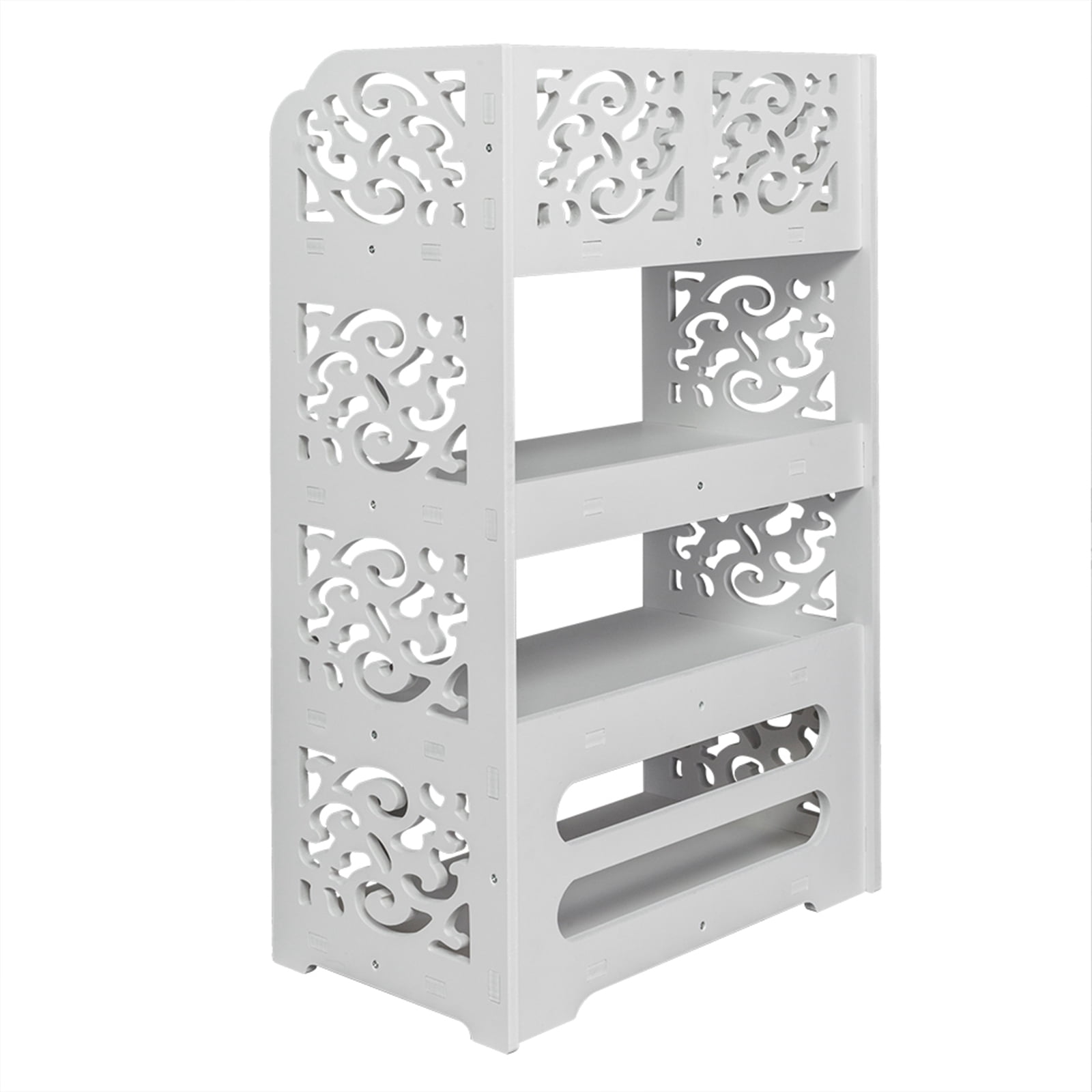 UWR-Nite 4-Tier Carved Shoe Rack, White