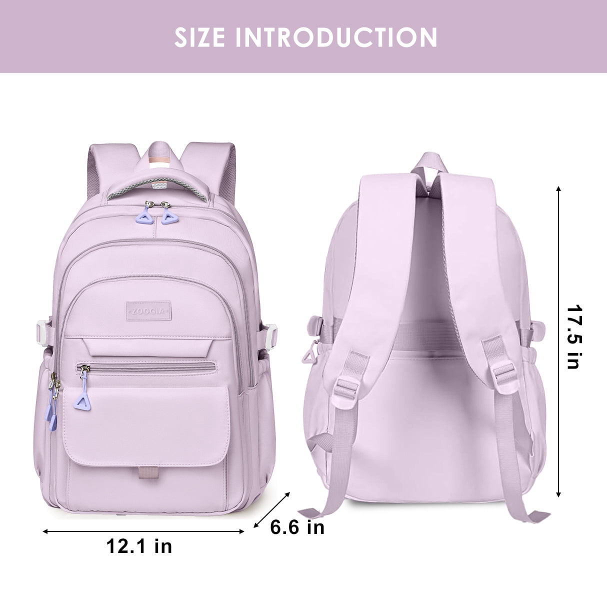 DAKIMOE School Backpack for College High Middle School Fashion Student bag, Cute Aesthetic Teen Bookbag for Teens Women, Purple