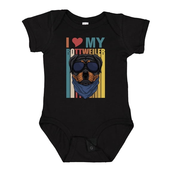 Inktastic I Love My Rottweiler Dog Boys or Girls Baby Bodysuit