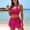 *Hot Pink, variant on ClodeEU Women's Sheer Mesh Halter Neck Bikini Set with Bow Tie and Skirt Shorts ,Fashion Two Piece Swimsuit Hot Pink,Womens Plus XXL